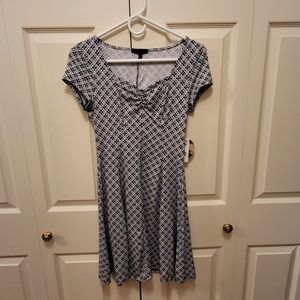 Navy and white mini dress